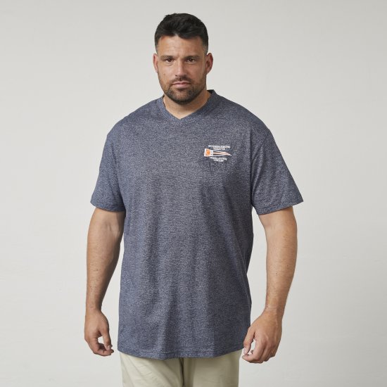 North Latitude 61124 Raidallinen T-Paita Laivastonsininen - T-paidat - Isot T-paidat 2XL – 14XL