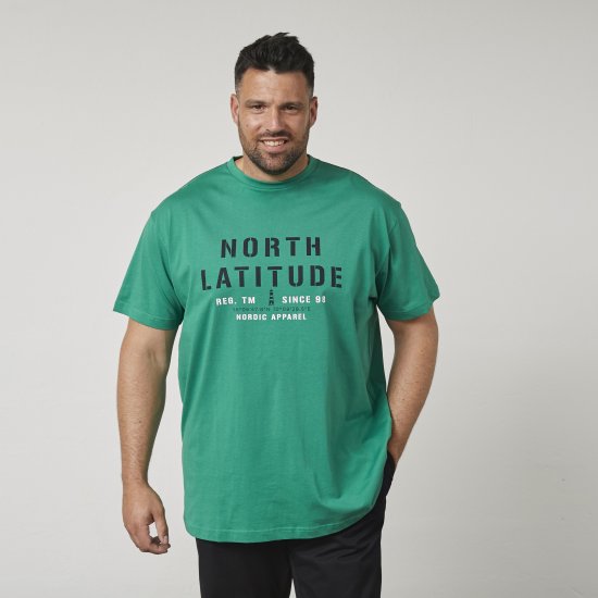 North Latitude 61135 Painettu T-Paita Vihreä - T-paidat - Isot T-paidat 2XL – 14XL