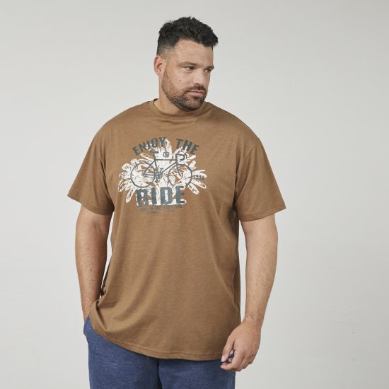 North Latitude 61315 Painettu T-Paita Vaaleanruskea - T-paidat - Isot T-paidat 2XL – 14XL