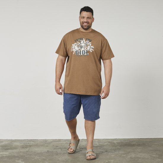 North Latitude 61315 Painettu T-Paita Vaaleanruskea - T-paidat - Isot T-paidat 2XL – 14XL