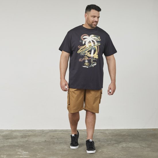 North Latitude 61360 Painettu T-Paita Musta - T-paidat - Isot T-paidat 2XL – 14XL