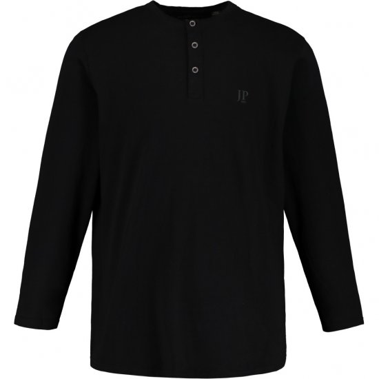 JP1880 Henley T-Shirt Long Sleeve Black TALL - MIESTEN VAATTEET MT-6XLT - Pitkien miesten vaatteet