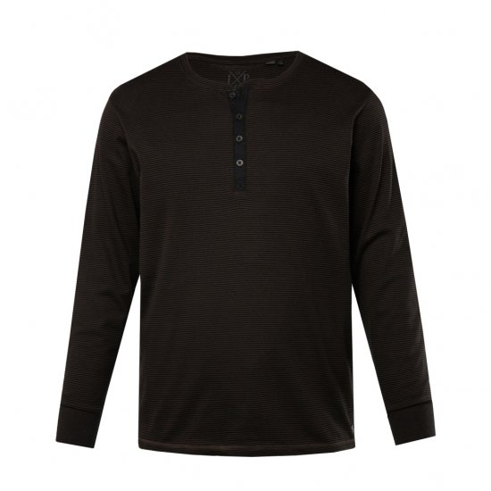 JP1880 T-Shirt Henley Long Sleeve Striped Brown TALL - MIESTEN VAATTEET MT-6XLT - Pitkien miesten vaatteet