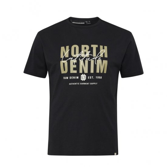 North Latitude Denim Printed Logo T-Shirt Black - T-paidat - Isot T-paidat 2XL – 14XL