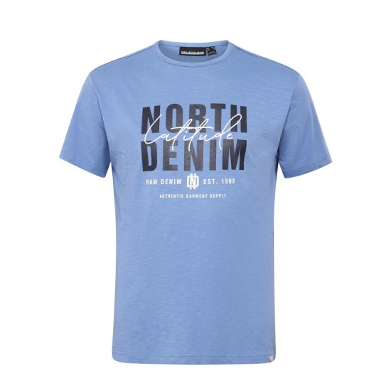 North Latitude Denim Printed Logo T-Shirt Dusty Blue - T-paidat - Isot T-paidat 2XL – 14XL