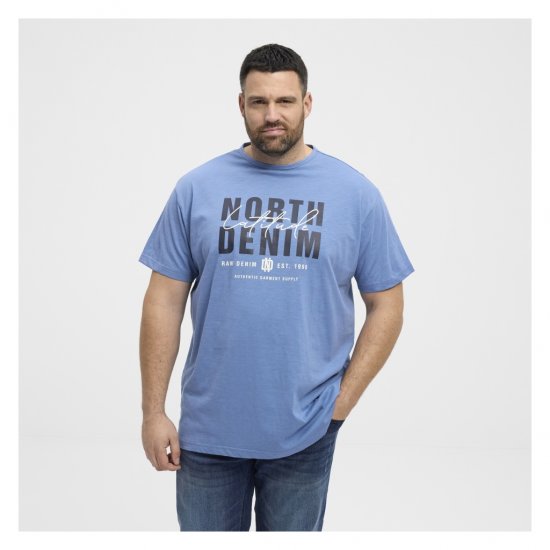 North Latitude Denim Printed Logo T-Shirt Dusty Blue - T-paidat - Isot T-paidat 2XL – 14XL