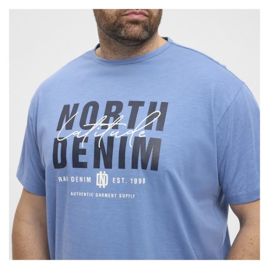 North Latitude Denim Printed Logo T-Shirt Dusty Blue - T-paidat - Isot T-paidat 2XL – 14XL