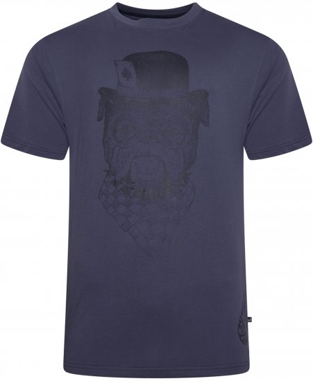 Kam Jeans 5794 Bulldog Printed T-Shirt Navy - Isojen miesten t-paidat painatuksella - Isojen miesten t-paidat painatuksella