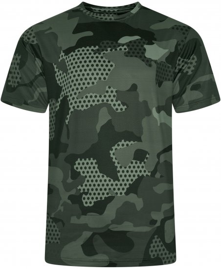 Kam Jeans AP016 Camo Technical T-Shirt Charcoal - Isojen miesten t-paidat painatuksella - Isojen miesten t-paidat painatuksella