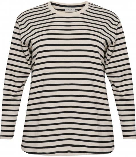 Kaffe Curve Winni Pitkähihainen T-paita Raidallinen Musta / Antiikinvalkoinen - T-paidat - 
