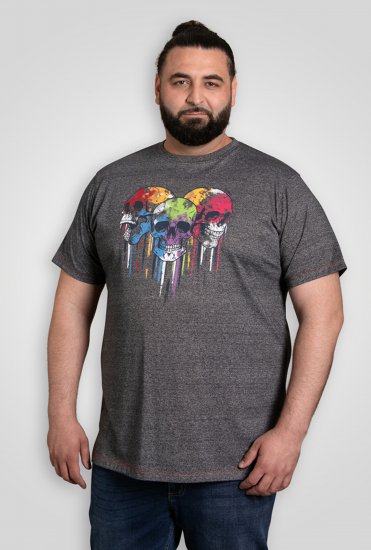 D555 Coalville T-Shirt Skulls with Colored Drips Navy Twist - T-paidat - Isot T-paidat 2XL – 14XL