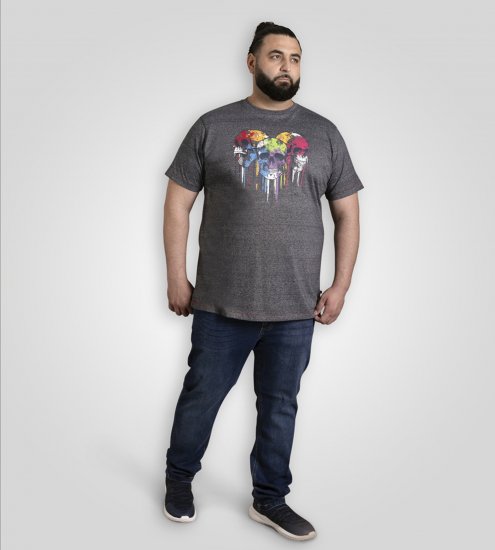 D555 Coalville T-Shirt Skulls with Colored Drips Navy Twist - T-paidat - Isot T-paidat 2XL – 14XL