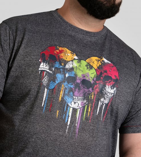 D555 Coalville T-Shirt Skulls with Colored Drips Navy Twist - T-paidat - Isot T-paidat 2XL – 14XL
