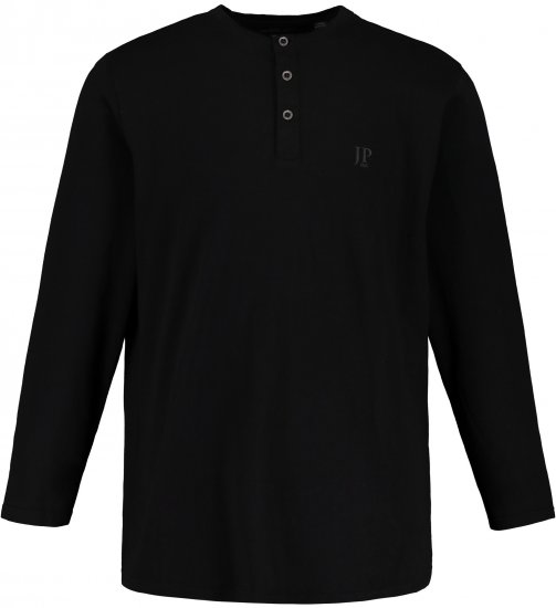 JP1880 Henley T-Shirt Long Sleeve Black TALL - MIESTEN VAATTEET MT-6XLT - Pitkien miesten vaatteet
