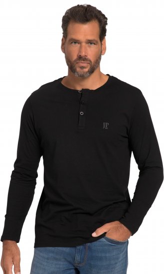 JP1880 Henley T-Shirt Long Sleeve Black TALL - MIESTEN VAATTEET MT-6XLT - Pitkien miesten vaatteet