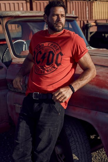 JP1880 AC/DC T-Shirt Rust Red - Bändi T-paidat - 