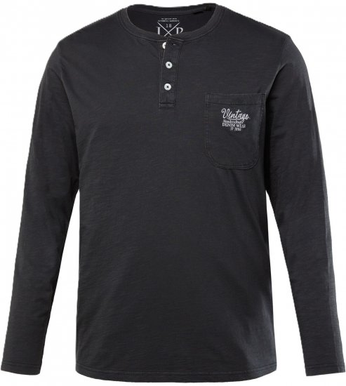 JP1880 T-Shirt Henley Long Sleeve Black TALL - MIESTEN VAATTEET MT-6XLT - Pitkien miesten vaatteet