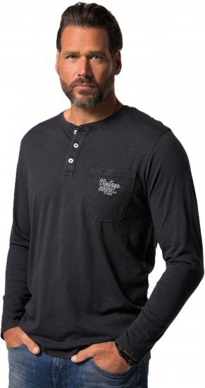 JP1880 T-Shirt Henley Long Sleeve Black TALL - MIESTEN VAATTEET MT-6XLT - Pitkien miesten vaatteet
