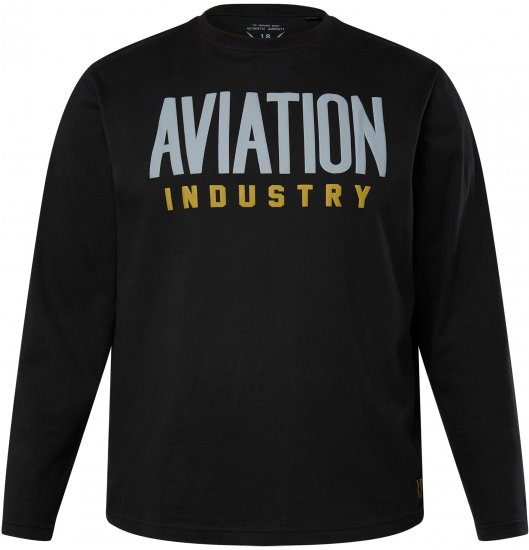 JP1880 T-Shirt Long Sleeve Aviation Black TALL - MIESTEN VAATTEET MT-6XLT - Pitkien miesten vaatteet