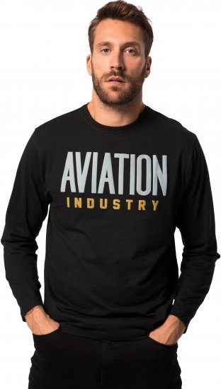 JP1880 T-Shirt Long Sleeve Aviation Black TALL - MIESTEN VAATTEET MT-6XLT - Pitkien miesten vaatteet
