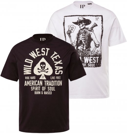JP1880 T-Shirt 2-Pack Wild West Black And White - T-paidat - Isot T-paidat 2XL – 14XL