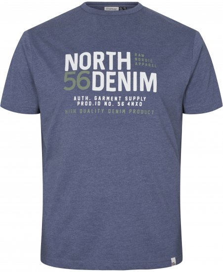 North Latitude Denim Printed T-Shirt Blue Melange TALL - TALL T-paidat - T-paidat pitkille miehille 