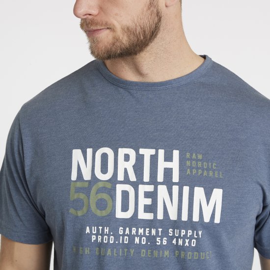 North Latitude Denim Printed T-Shirt Blue Melange TALL - TALL T-paidat - T-paidat pitkille miehille 