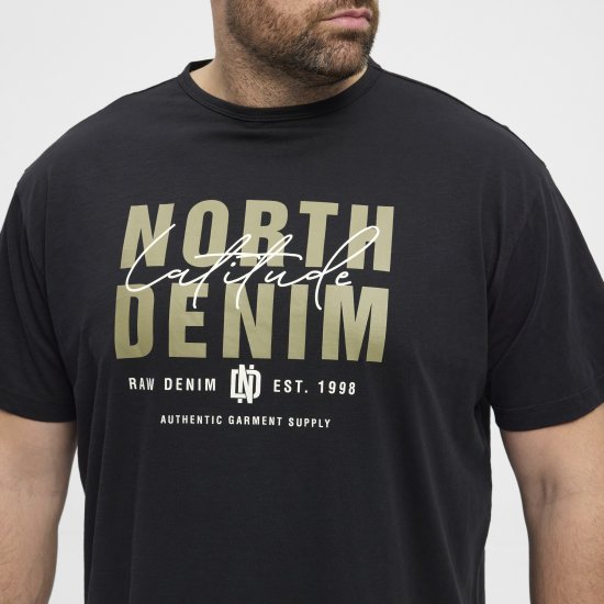 North Latitude Denim Printed Logo T-Shirt Black TALL - TALL T-paidat - T-paidat pitkille miehille 