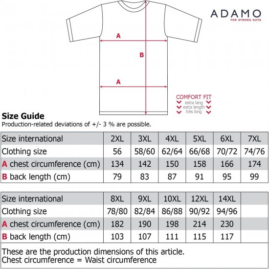 Adamo Motivshirt Comfort Fit College Grey - T-paidat - Isot T-paidat 2XL – 14XL