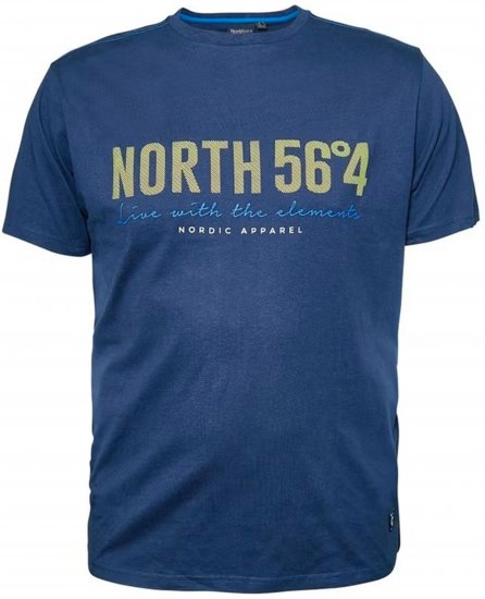 North Latitude 99865 Printed T-Shirt Blue - Isojen miesten t-paidat painatuksella - Isojen miesten t-paidat painatuksella