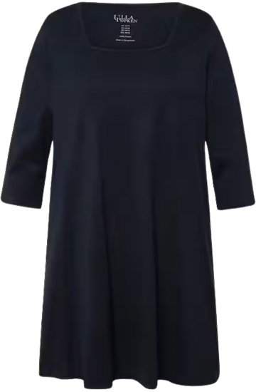 Ulla Popken Square Neckline Knit Swing A-line Pocket Tunic Navy Blue - T-paidat - 