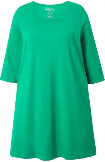 Ulla Popken Square Neckline Knit Swing A-line Pocket Tunic Moss Green - Painetut T-paidat naisille - 