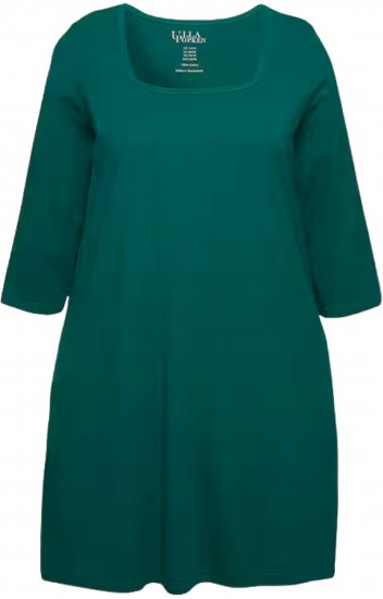 Ulla Popken Square Neckline Knit Swing A-line Pocket Tunic Emerald - T-paidat - 