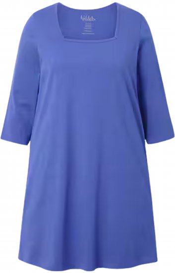 Ulla Popken Square Neckline Knit Swing A-line Pocket Tunic Blue Purple - T-paidat - 