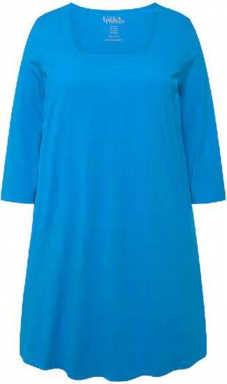 Ulla Popken Square Neckline Knit Swing A-line Pocket Tunic Light Azure - T-paidat - 