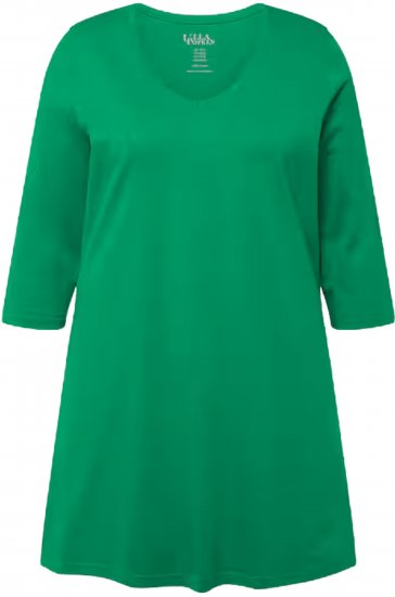 Ulla Popken V-Neck Swing A-line Hem Cotton Knit Tunic Emerald Green - T-paidat - 