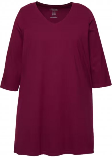 Ulla Popken V-Neck Swing A-line Hem Cotton Knit Tunic Dark Berry - T-paidat - 