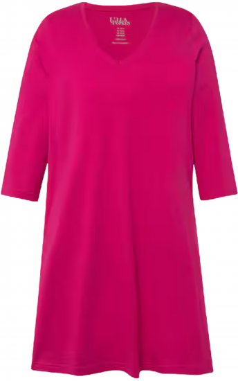 Ulla Popken V-Neck Swing A-line Hem Cotton Knit Tunic Fuchsia Pink - T-paidat - 