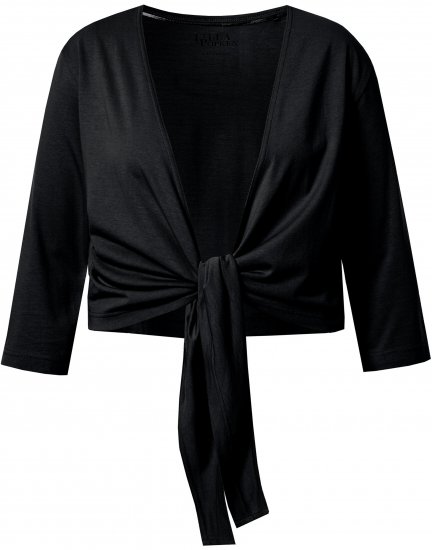 Ulla Popken Versatile Surplice Wrap Tie Hem Bolero Top Black - T-paidat - 