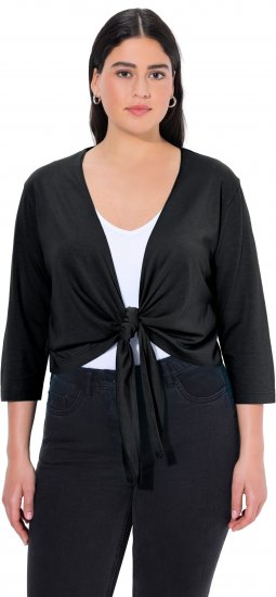 Ulla Popken Versatile Surplice Wrap Tie Hem Bolero Top Black - T-paidat - 