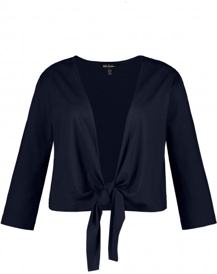 Ulla Popken Versatile Surplice Wrap Tie Hem Bolero Top Navy - T-paidat - 