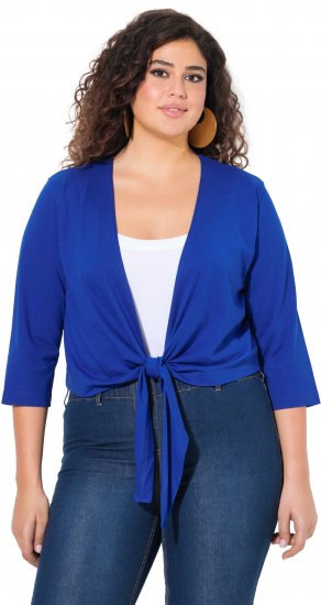 Ulla Popken Versatile Surplice Wrap Tie Hem Bolero Top Cobalt Blue - T-paidat - 