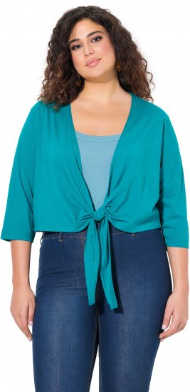 Ulla Popken Versatile Surplice Wrap Tie Hem Bolero Top Teal - T-paidat - 