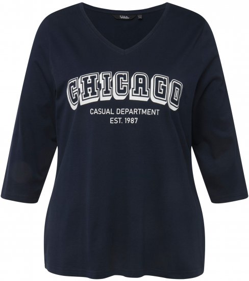 Ulla Popken City Name Graphic Tee Navy - Painetut T-paidat naisille - 