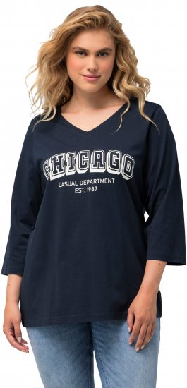 Ulla Popken City Name Graphic Tee Navy - Painetut T-paidat naisille - 