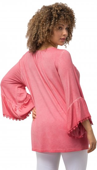 Ulla Popken Trumpet Sleeve Cold Dyed Tee Dark Pink - Painetut T-paidat naisille - 