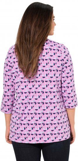 Ulla Popken Geometric Pattern 3/4 Sleeve Tee Amethyst - Painetut T-paidat naisille - 