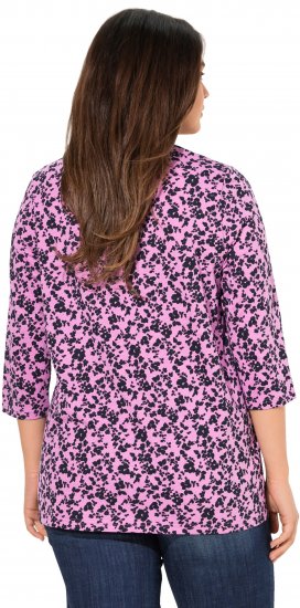 Ulla Popken Floral 3/4 Sleeve V-Neck A-Line Tee Amethyst - T-paidat - 