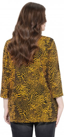 Ulla Popken Animal Print 3/4 Sleeve V-Neck Tee Neon Orange - T-paidat - 