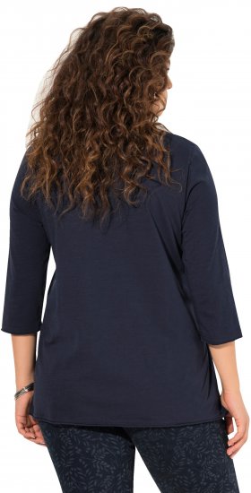 Ulla Popken Peace Love Life 3/4 Sleeve Graphic Tee Navy - T-paidat - 